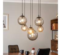 TK Lighting Esme lámpara colgante, vidrio, grafito-transparente, 6 luces, rectangular