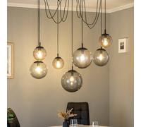 TK Lighting Esme lámpara colgante, vidrio, grafito-transparente, 7 luces,