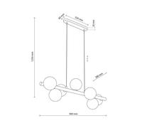 Lámpara Colgante De Madera Metal Vidrio L: 90cm H: Máx. 125cm Ajustable 7x G9