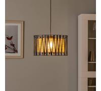 TK Lighting Harmony lámpara colgante, negro, Jute natural, Ø 40 cm