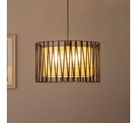 TK Lighting Harmony lámpara colgante, negro, Jute natural, Ø 50 cm