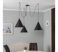 TK Lighting Lámpara colgante CONO 3 luces pantallas descentralizadas 32 cm negro