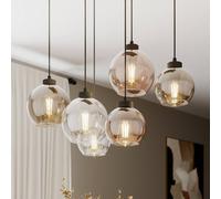 TK Lighting Lámpara colgante Cubus, 74 cm, 6 luces, transparente/miel/marrón, cristal