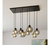 TK Lighting Lámpara colgante Cubus, 95 cm de largo, 8 luces, gris humo, cristal