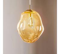 TK Lighting Lámpara colgante de cristal Sol, Ø 35cm, negro/ámbar