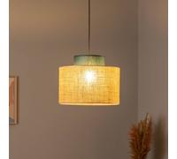 TK Lighting Lámpara colgante Duo, pantalla de yute, petróleo/marrón natural, Ø 38 cm True