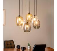 TK Lighting Lámpara colgante Elio, cristal, marrón/claro/gris, rectángulo de 6 luces