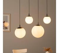 TK Lighting Lámpara colgante Esme, cristal opalino, 4 luces, lineal