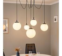 TK Lighting Lámpara colgante Esme, cristal opalino, 5 luces, descentralizada