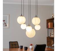 TK Lighting Lámpara colgante Esme, cristal opalino, 6 luces, rectangular