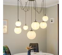 TK Lighting Lámpara colgante Esme, cristal opalino, 7 luces, descentralizada