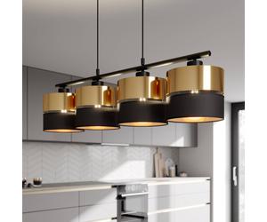 TK Lighting Lámpara colgante Hilton, negro/dorado, 4 luces