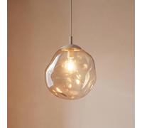 TK Lighting Lámpara colgante Lava, Ø 35 cm, E27, arena/coñac, cristal