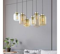 TK Lighting Lámpara colgante Marco Brown, 6 luces, transparente/marrón