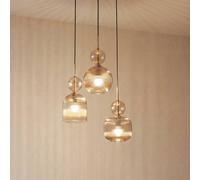 TK Lighting Lámpara colgante Sophia, 3 luces, Ø 41 cm, color coñac/negro, E14