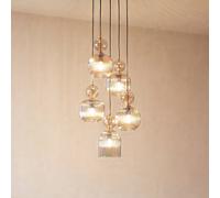TK Lighting Lámpara colgante Sophia, 5 luces, Ø 37 cm, coñac/negro, E14
