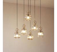 TK Lighting Lámpara colgante Sophia, 6 luces, 65 cm, coñac/negro, E14