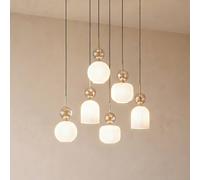 TK Lighting Lámpara colgante Sophia, 6 luces, blanco/coñac, 65 cm de largo, E14