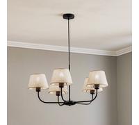TK Lighting Lámpara de araña Chicago, pantallas de lino 5 luces