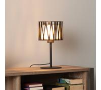 TK Lighting Lámpara de mesa Harmony, negra, de yute Natur, altura 37 cm