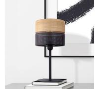 TK Lighting Lámpara de mesa Nicol, negra, aspecto madera, altura 45 cm, 1 x E27