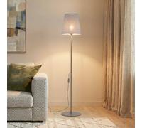 TK Lighting Lámpara de pie Elizabeth, color arena/beige, de lino, 152 cm de altura, E27