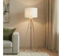 TK Lighting Lámpara de pie Grand, crema/pino, altura 145 cm, E27