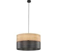 TK Lighting Nicol lámpara colgante, negro/efecto madera, Ø 50 cm, 1 luz, 3 x E27