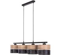 TK Lighting Nicol lámpara colgante, negro/efecto madera, 94x20 cm 4 luces 4 x E27