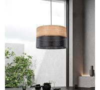 TK Lighting Nicol lámpara colgante, negro/efecto madera, Ø 50 cm, 1 luz, 3 x E27 True