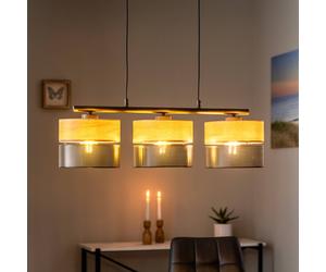 TK Lighting Nicol lámpara colgante, negro/efecto madera, 70x20 cm 3 luces 3 x E27