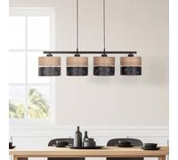 TK Lighting Nicol lámpara colgante, negro/efecto madera, 94x20 cm 4 luces 4 x E27 True