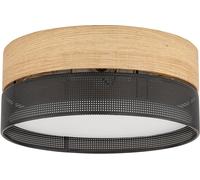 TK Lighting Nicol plafón, negro, aspecto madera, Ø 50 cm, 4 x E27
