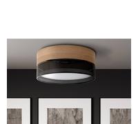 TK Lighting Nicol plafón, negro, aspecto madera, Ø 50 cm, 4 x E27