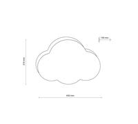 TK Lighting Plafón Cloud, rosa, 43 cm de largo, textil, nube, E27