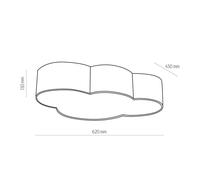 TK Lighting Plafón Cloud, rosa, 63 cm de largo, textil, nube, E27