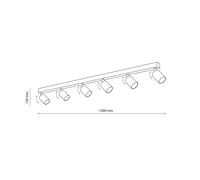 TK Lighting Plafón downlight Top, regulable, marrón, 6 luces lineales