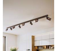 TK Lighting Plafón downlight Top, regulable, marrón, 8 luces lineales