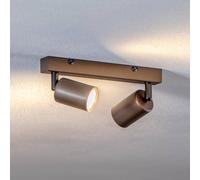 TK Lighting Plafón downlight Top, regulable, marrón, lineal de 2 luces