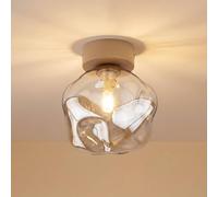 TK Lighting Plafón Lava, arena/coñac, cristal, Ø 15 cm, G9