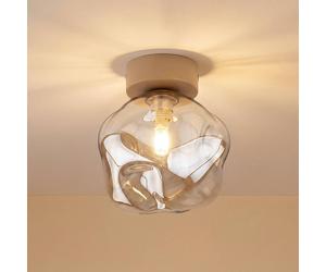 TK Lighting Plafón Lava, arena/coñac, cristal, Ø 15 cm, G9