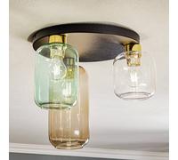 TK Lighting Plafón Marco Green, 3 luces, transparente/verde/marrón