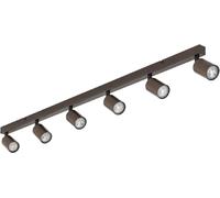 TK Lighting Plafón downlight Top, regulable, marrón, 6 luces lineales