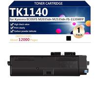 TK1140 Cartuchos de Tóner de Repuesto Compatibles para Kyocera ECOSYS M2035dn M2535dn FS-1135MFP Impresoras, Alto Rendimiento 12000 Páginas, Fácil Instalación,Black-1 Pack