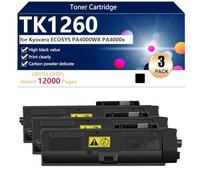 TK1260 Cartuchos de Tóner Compatibles con la Impresora para Kyocera ECOSYS PA4000WX PA4000x Impresión, Impresión de Alto Volumen 12000 Páginas,Black-3 Pack