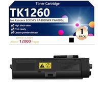 TK1260 Cartuchos de Tóner Compatibles con la Impresora para Kyocera ECOSYS PA4000WX PA4000x Impresión, Impresión de Alto Volumen 12000 Páginas,Black-1 Pack