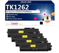 TK1262 Cartucho de Tóner de Repuesto para Kyocera ECOSYS PA4000wx Impresoras, 10000 Páginas,Black-4 Pack