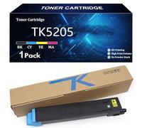TK5205 Cartucho de Tóner de Alto Rendimiento para Kyocera TK5205 TK-5205K TK-5205C TK-5205Y TK-5205M Compatible para Kyocera Mita TASKalfa 356ci Impresora con Chip,Cyan-1 Pack