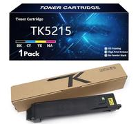 TK5215 Cartucho de Tóner de Alto Rendimiento para Kyocera TK5215 TK-5215K TK-5215C TK-5215Y TK-5215M Compatible para Kyocera Mita TASKalfa 406ci Impresora con Chip,Black-1 Pack