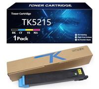 TK5215 Cartucho de Tóner de Alto Rendimiento para Kyocera TK5215 TK-5215K TK-5215C TK-5215Y TK-5215M Compatible para Kyocera Mita TASKalfa 406ci Impresora con Chip,Cyan-1 Pack